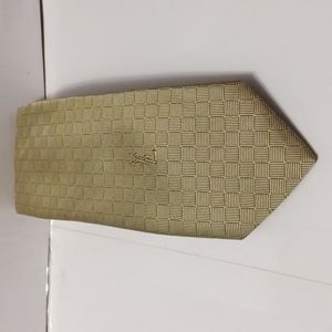 Vintage Yves Saint Laurent Gold Basket Weave Design men's Silk Neck Tie.